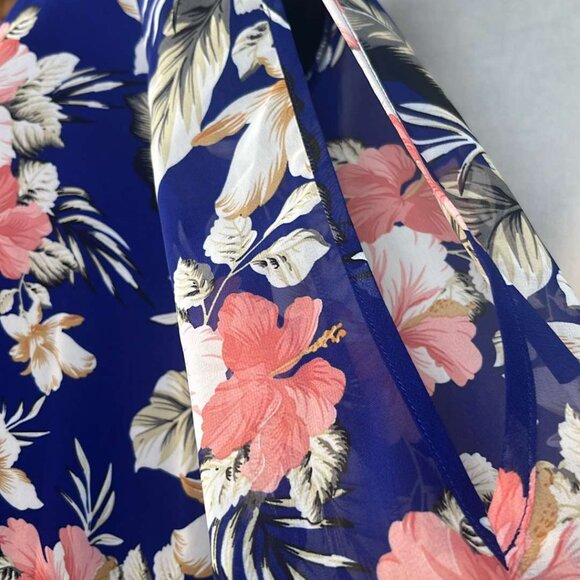 Lulus  Navy Floral Split Sleeve Dress Sz Small Wedding Vacation Celebration - Picture 4 of 12